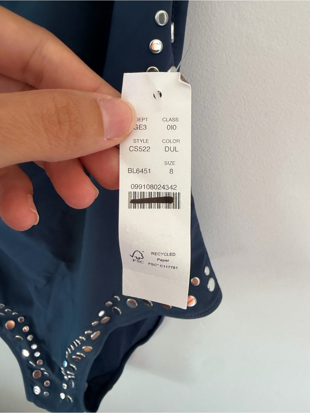 J. Crew Deep Navy One-Piece Swimsuit with Silver Stud Accents - Picture 5 of 10